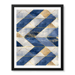 Blue & Gray Mystic Marble Style Pattern With Gold Lines | Abstract Signature Artwork #00711