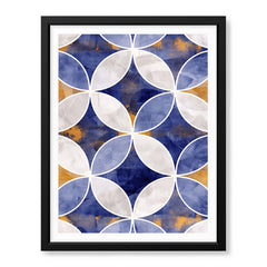 Blue & Beige Marble Style Pattern With Gold Shades | Abstract Signature Artwork #00713