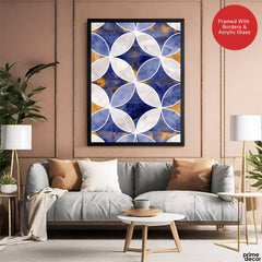Blue & Beige Marble Style Pattern With Gold Shades | Abstract Signature Artwork #00713