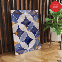 Blue & Beige Marble Style Pattern With Gold Shades | Abstract Signature Artwork #00713