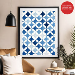 Blue and Gray Pattern Design Over White Background | Abstract Fashion Artwork #00715