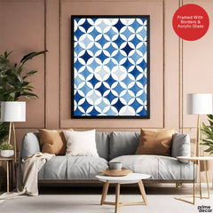 Blue and Gray Pattern Design Over White Background | Abstract Fashion Artwork #00715