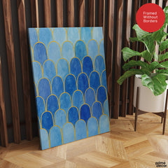 Beautiful Blue Shades Artwork With Golden Lines | Abstract Fashion Artwork #00716