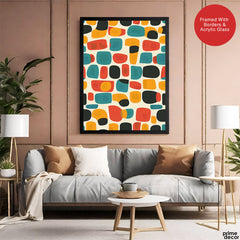 Abstract Colorful Stones Pattern Artwork With Beige Background | Abstract Fashion Artwork #00719