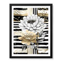 Gold & Grey Folwers With Colorful Background | Abstract Floral Artwork #0072 - Prime Décor