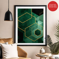 Mystic Marble Series Geometric Shapes - Emerald | Abstract Signature Artwork #00732