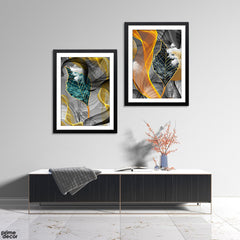 Casal & Grey Leaves In Flames (2 Panel) Nordic Wall Art - Prime Décor