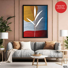 White Floral Design Over Colorful Background | Abstract Floral Artwork #0074 - Prime Décor
