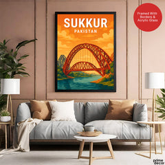 Sukkur Pakistan Illustration City Poster | Travel Artwork #00754