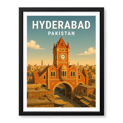 Hyderabad Pakistan Illustration City Poster | Travel Artwork #00755