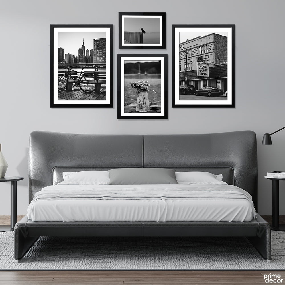 Urban Infrastructure Grayscale B&W Luxury (4 Panel) Architecture Wall Art - Prime Décor