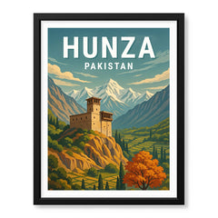 Hunza Northern Pakistan Illustration Poster | Travel Artwork #00762