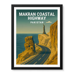 Makran Coastal Highway Pakistan Illustration Poster | Travel Artwork #00776
