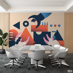 Geometric Teamwork Design Shapes | Office Wallpaper Mural - Prime Décor