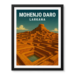 Mohenjo Daro Larkana | Pakistan Heritage Illustration Poster | Travel Artwork #00780