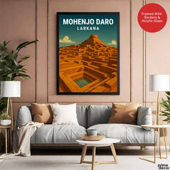 Mohenjo Daro Larkana | Pakistan Heritage Illustration Poster | Travel Artwork #00780