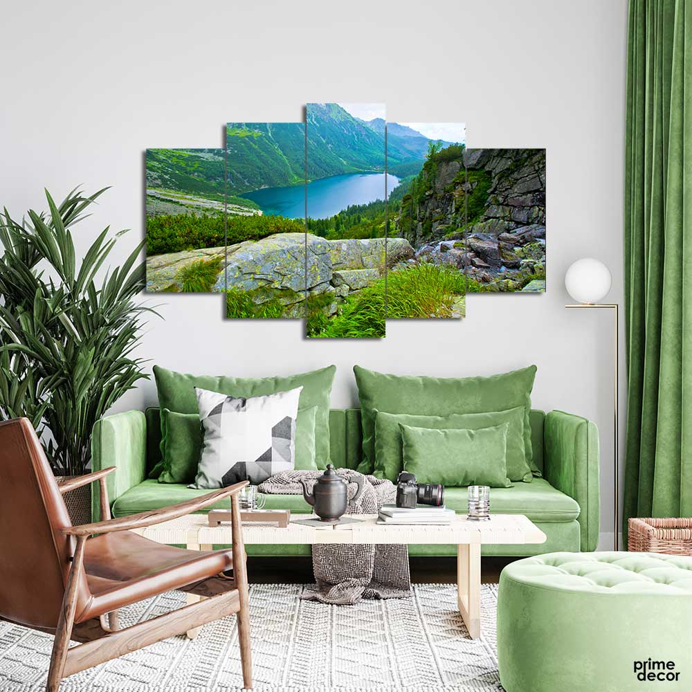 Daytime Greenery & Lake (5 Panel) Nature Wall Art - Prime Décor
