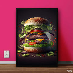 Cheesy Hamburger | Food Poster Wall Art On Sale - Prime Décor