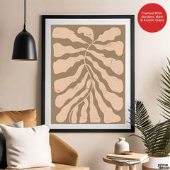 Pastel Pink Abstract Design Over Brown Background | Abstract Office Artwork #0078 - Prime Décor