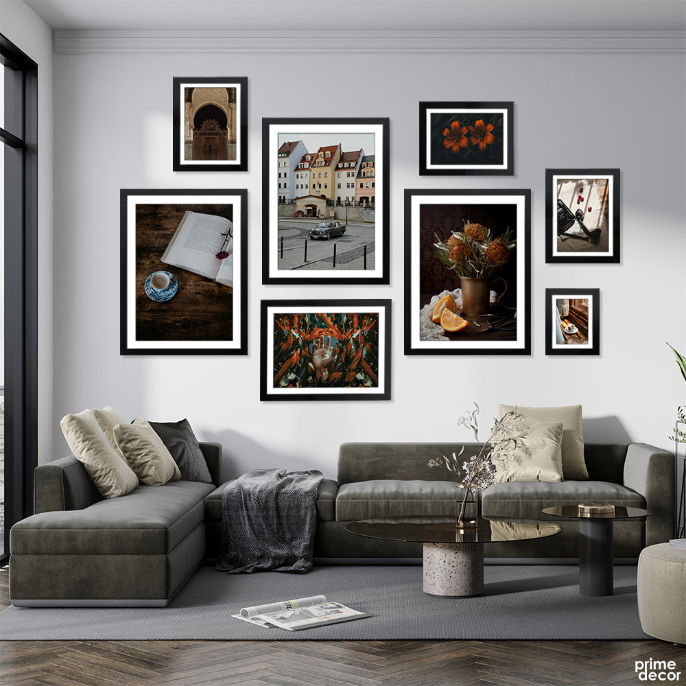 Vintage Derby Brown Style Coffee & Vase (8 Panel) Vintage Wall Art - Prime Décor