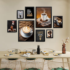 Will Work For Coffee (8 Panel) Cafe Wall Art