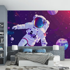Abstract Artwork Of Astronaut In The Space | Kids Wallpaper Mural