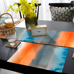 Ivy Blue & Orange Storm Watercolor Style | Table Runner and Placemat Set
