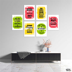 Colored Textured Famous Qoutes (6 Panel) Motivational Wall Art - Prime Décor