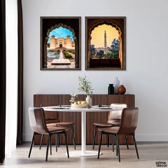Lahore Landmarks Seen Through Arches (2 Panel) Travel Wall Art