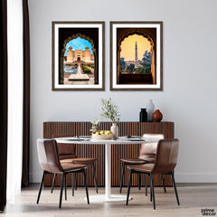 Lahore Landmarks Seen Through Arches (2 Panel) Travel Wall Art - Prime Décor