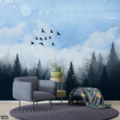 Beautiful Forest Top View With Blue Sky | Nature Wallpaper Mural