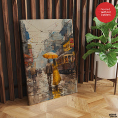 Beautiful Couple Walking In Rainy Weather | Abstract Fashion Artwork #0090 - Prime Décor