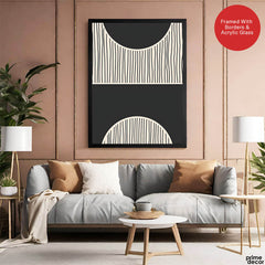 Black Line Art Over Black & White Background | Abstract Office Artwork #0091 - Prime Décor