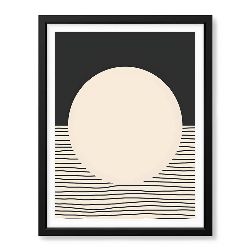 Black Line Art Over Black & Beige Background | Abstract Office Artwork #0092 - Prime Décor