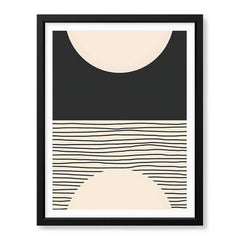 Black Line Art Over Black & Beige Background | Abstract Office Artwork #0094 - Prime Décor