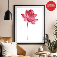 Beautiful Red Flower Paint Design Over White Background | Abstract Floral Artwork #0095 - Prime Décor