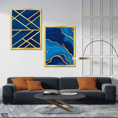 Mystic Marble Series - Blue | (2 Panel) Abstract Wall Art