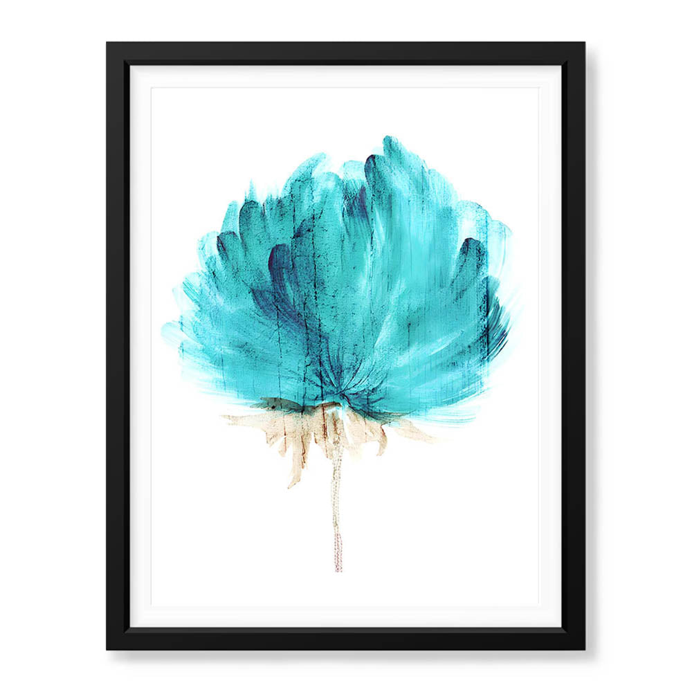 Beautiful Blue Flower Paint Art Over White Background | Abstract Floral Artwork #0097 - Prime Décor