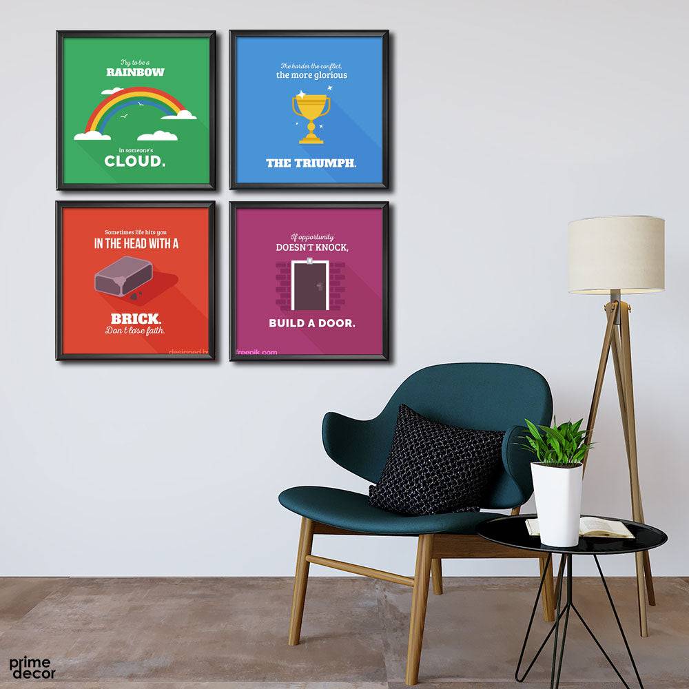 4 Colors Motivational Quotes (4 Panel) Motivational Wall Art - Prime Décor