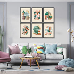 Brown & Teal Birds Collection (6 Panel) Animal Wall Art - Prime Décor