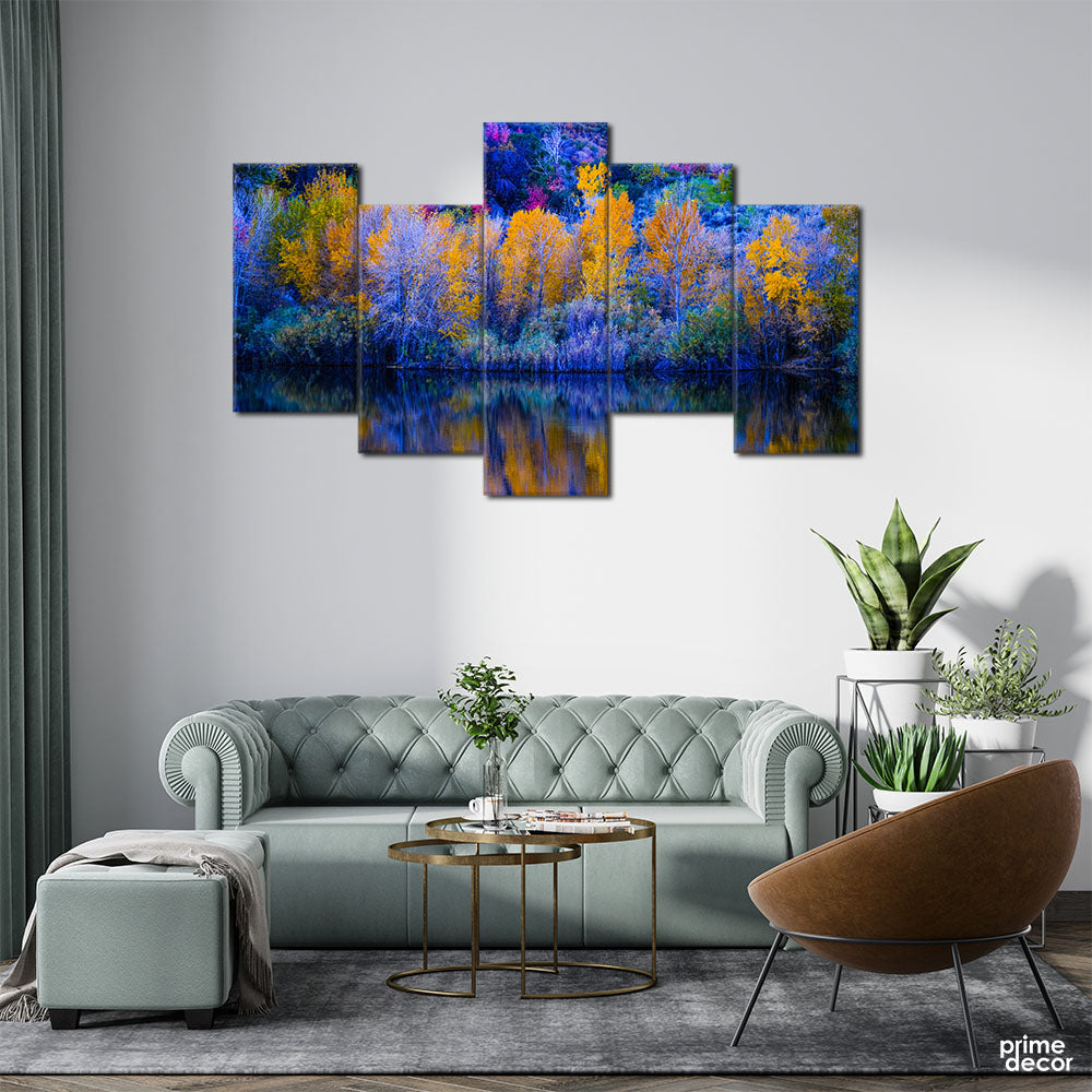 Colorful Yellow Forest (5 Panel) | Nature Wall Art - Prime Décor
