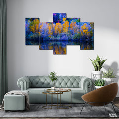 Colorful Yellow Forest (5 Panel) | Nature Wall Art - Prime Décor