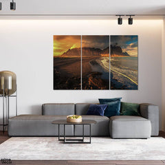 Aerial beautiful shot seashore with hills (3 Panel) Landscape Wall Art - Prime Décor