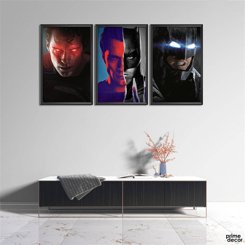 Batman Vs Superman Anger (3 Panel) Movie Wall Art - Prime Décor