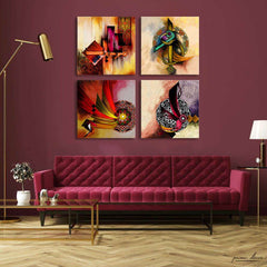 Allah (S.W.T) Name Calligraphers (4 Panel) Islamic Art - Prime Décor