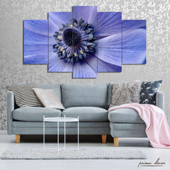 Anemone Flower Macro (5 Panel) Floral Wall Art - Prime Décor