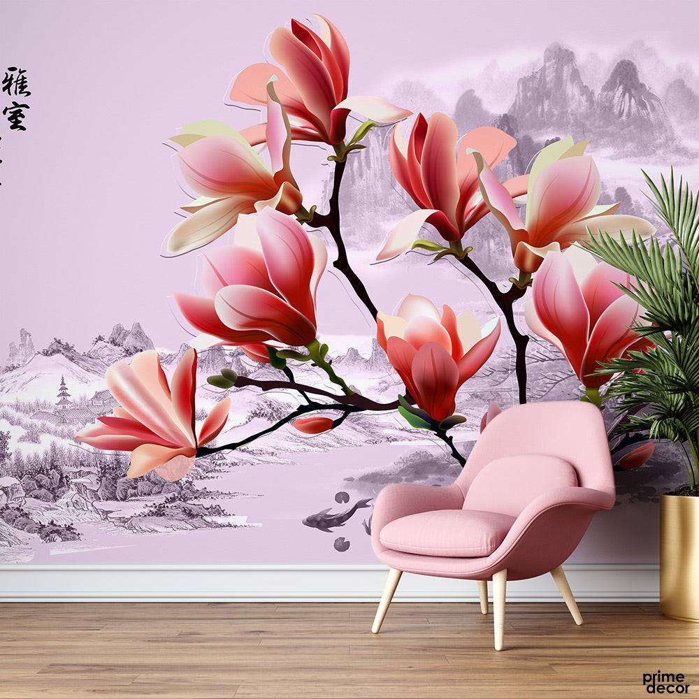 Artificial Flower Background | Wallpaper Mural - Prime Décor