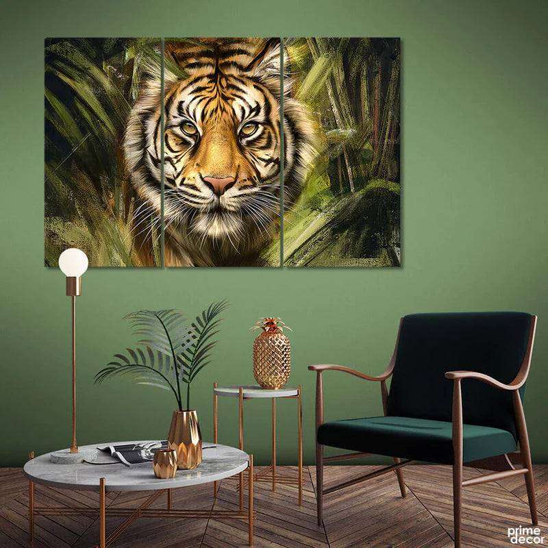 Bengal Tiger Brush Stroke Design (3 Panel) Animal Wall Art - Prime Décor