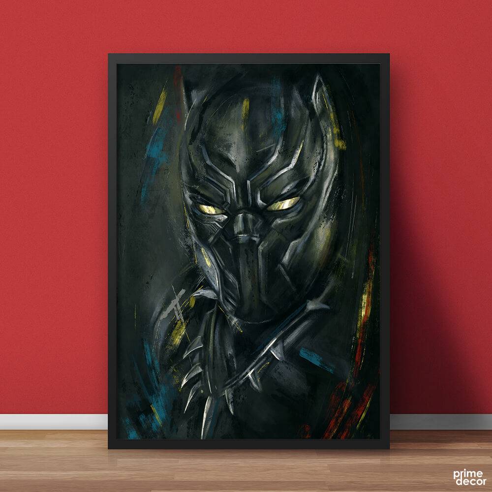 Black Panther Oil Paint | Movie Poster Wall Art - Prime Décor