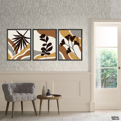 Floral Brown Abstract (3 Panels) | Abstract Wall Art On Sale